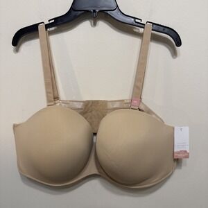 Cacique Smooth Boost Strapless Bra Plus Size 50C Beige Multi-Way Underwire NEW